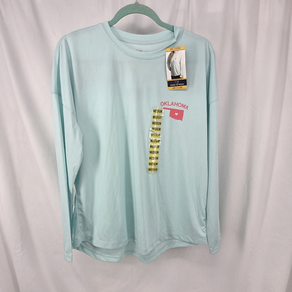 State of Mine Oklahoma Women's Mint Long Sleeve Shirt NWT Med